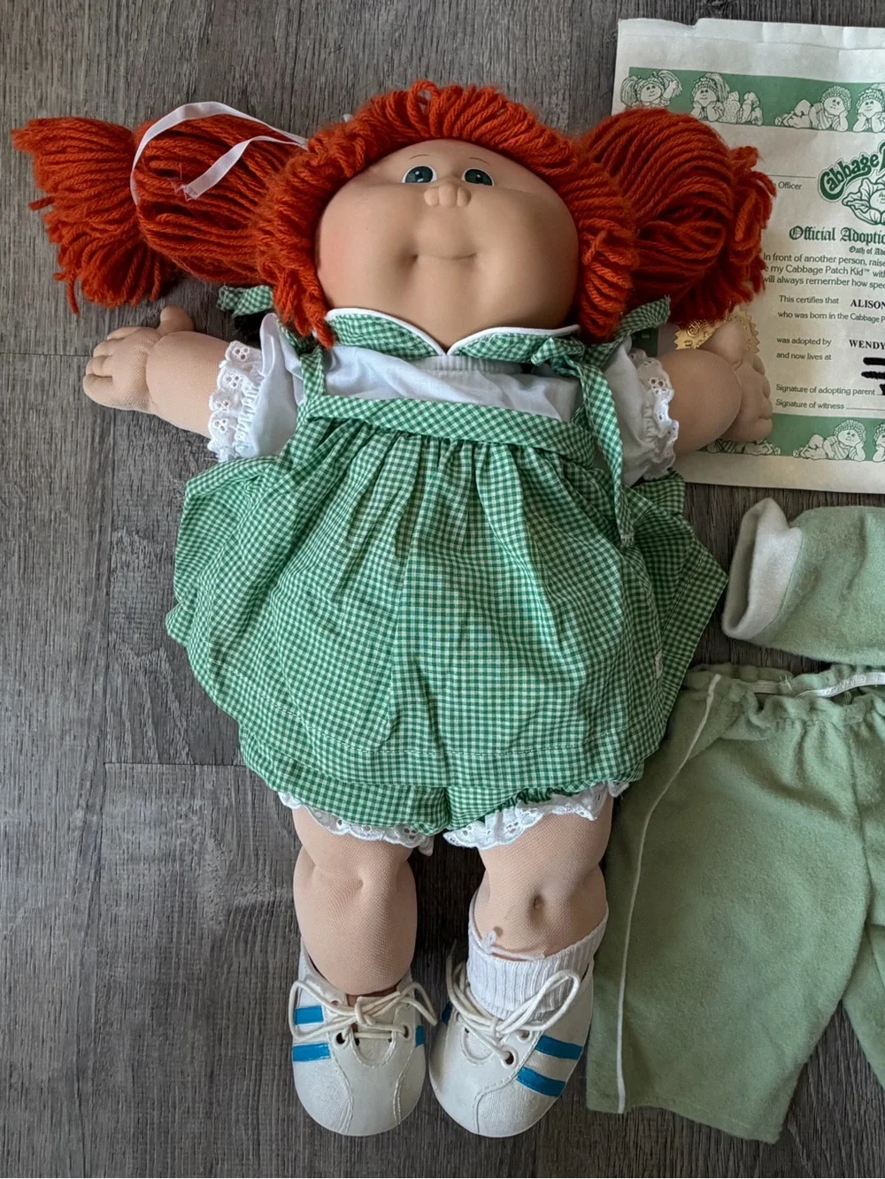Cabbage Patch Kids Redhead Doll with Green Outfit and Bonus Outfits